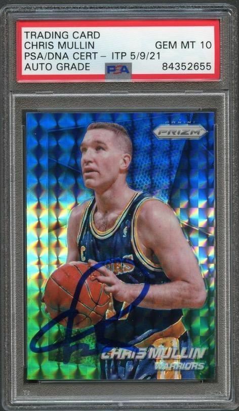 NEW LISTING2014-15 Prizm Blue and Green Mosaic #244 Chris Mullin Signed Card AUTO Grade 10