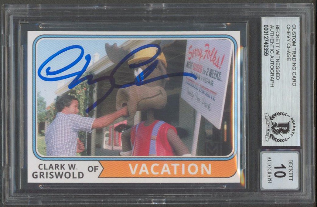 Chevy Chase Vacation Signed Griswold Custom Trading Card Auto 10! BAS Slabbed 1