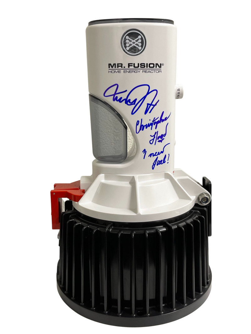 MICHAEL J FOX CHRISTOPHER LLOYD SIGNED BACK TO THE FUTURE MR. FUSION PSA LOA