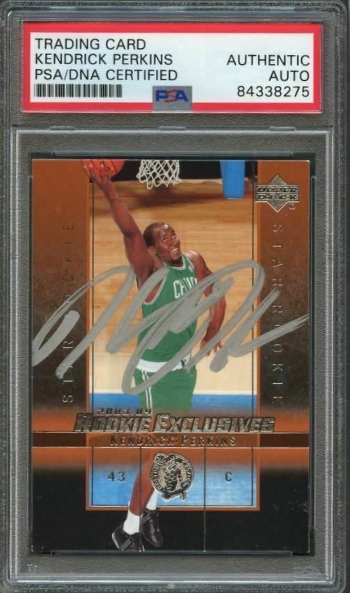 2003-04 UPPER DECK EXCLUSIVES #22 KENDRICK PERKINS SIGNED CARD AUTO PSA/DNA SLAB COLLECTIBLE MEMORABILIA