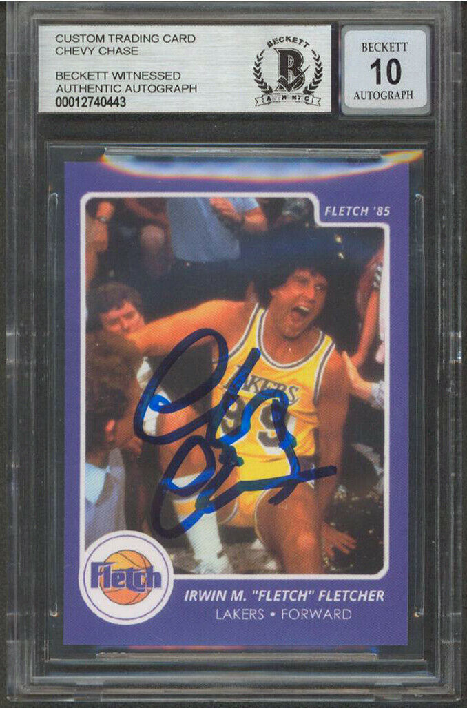 CHEVY CHASE FLETCH AUTHENTIC SIGNED CUSTOM TRADING CARD AUTO 10! BAS SLABBED 1 COLLECTIBLE MEMORABILIA