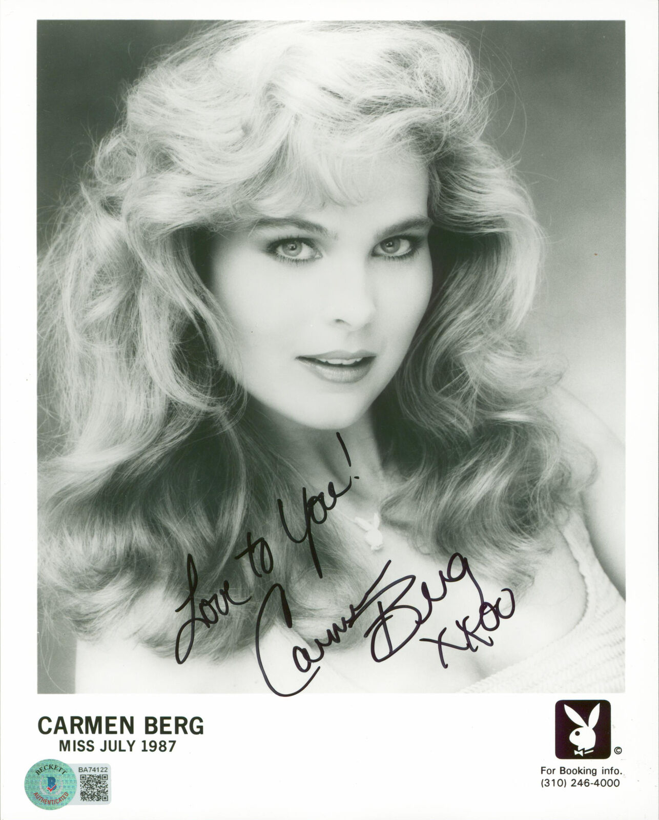 Carmen Berg Playboy Love To You! XXOO Signed 8x10 Promo Sexy Photo BAS  #BA74122 | Autographia