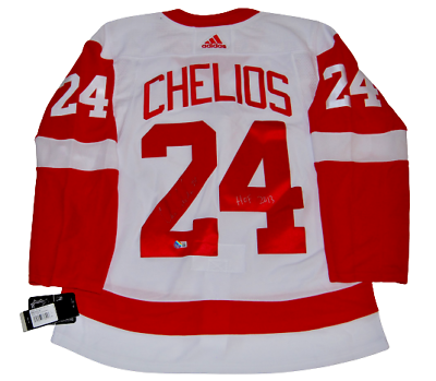 CHRIS CHELIOS SIGNED (DETROIT REDWINGS) ADIDAS AUTHENTIC SIZE 50 JERSEY BECKETT COLLECTIBLE MEMORABILIA