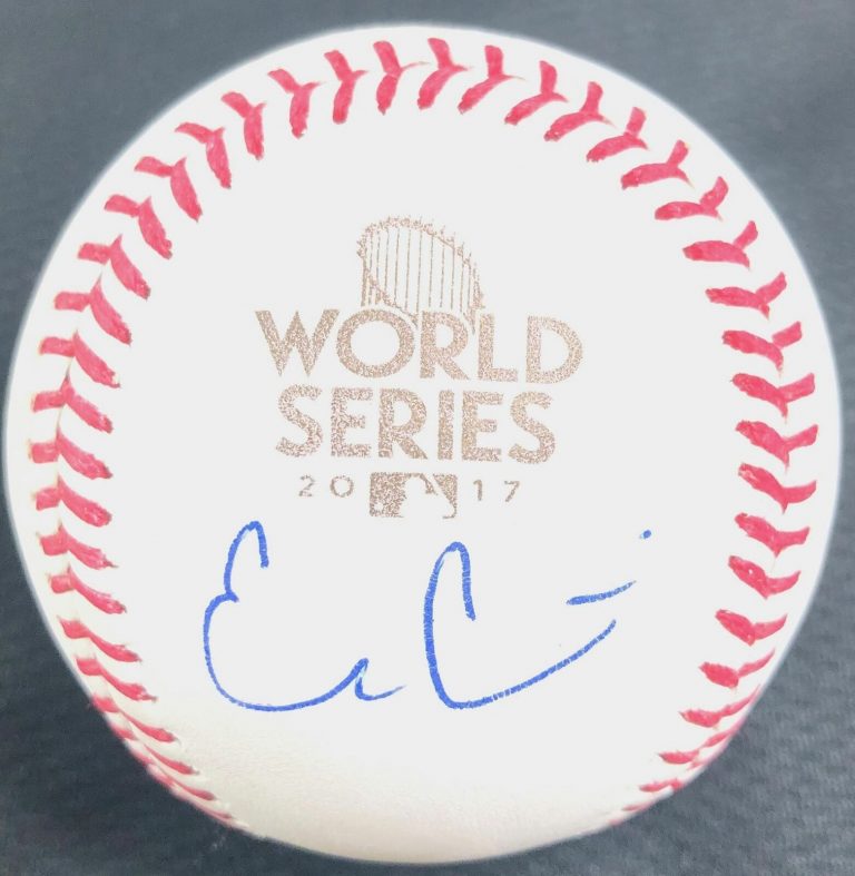 EVAN GATTIS SIGNED 2017 WS BASEBALL PSA/DNA WORLD SERIES AUTOGRAPHED COLLECTIBLE MEMORABILIA