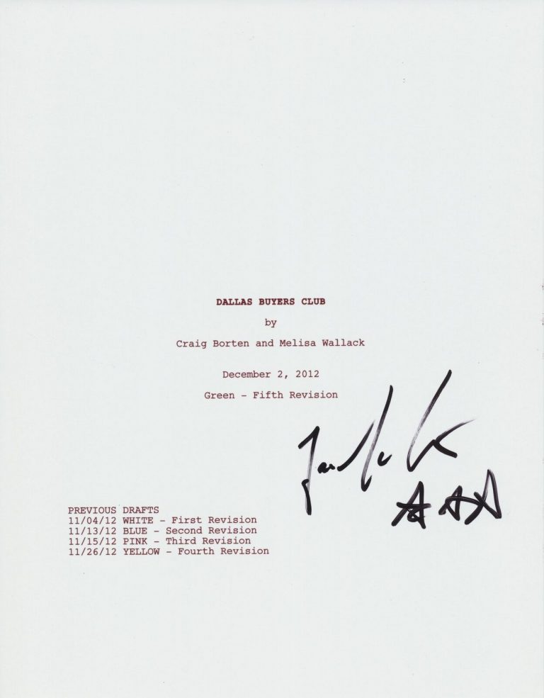 JEAN-MARC VALLEE SIGNED DALLAS BUYERS CLUB 111 PAGE FULL SCRIPT COLLECTIBLE MEMORABILIA