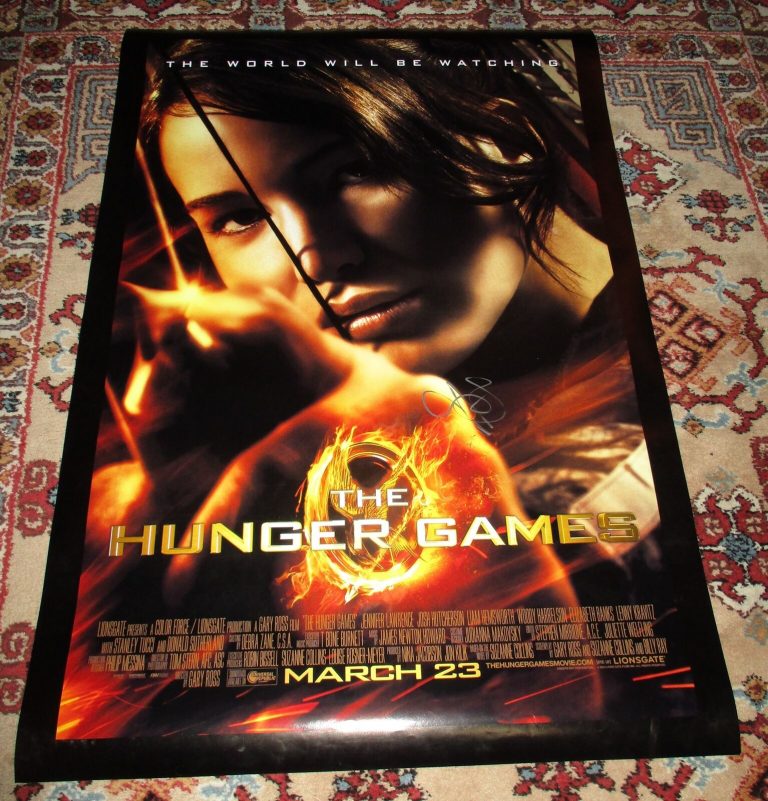 JENNIFER LAWRENCE SIGNED THE HUNGER GAMES FULL SIZE 27X40 MOVIE POSTER ...