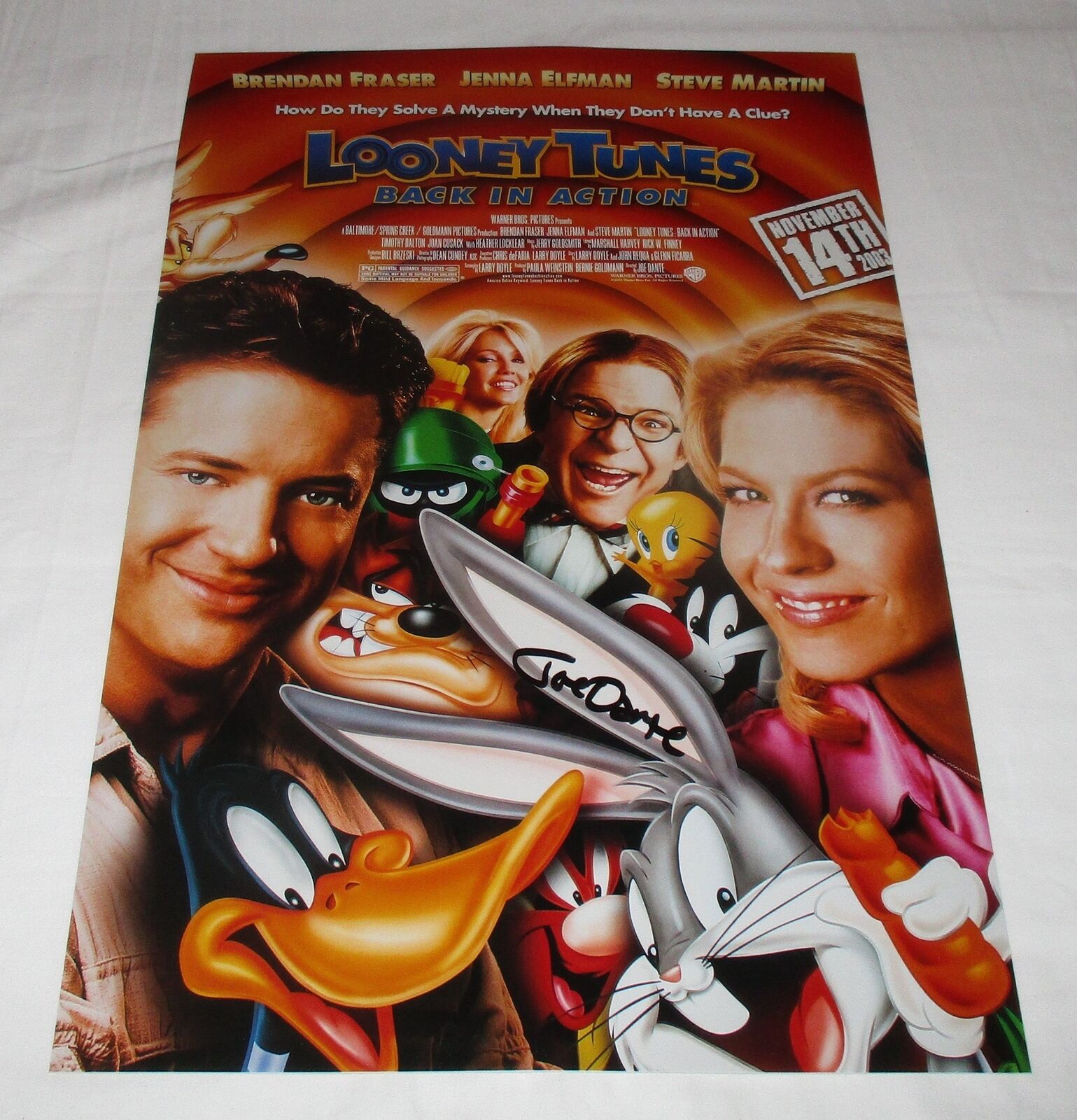 Joe Dante Signed Looney Tunes Back In Action 12x18 Movie Poster