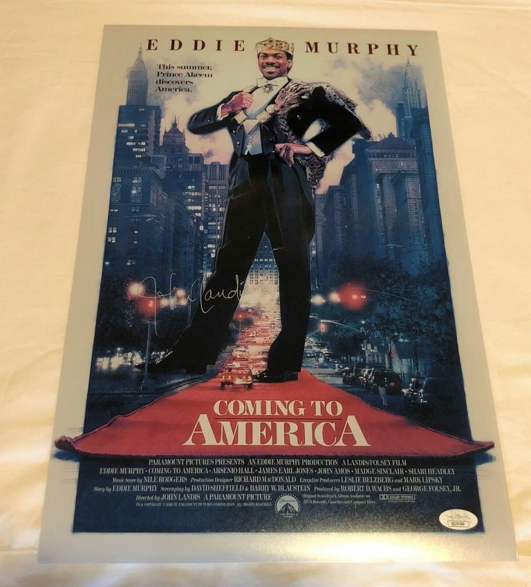 JOHN LANDIS SIGNED COMING TO AMERICA 12X18 POSTER JSA COLLECTIBLE MEMORABILIA