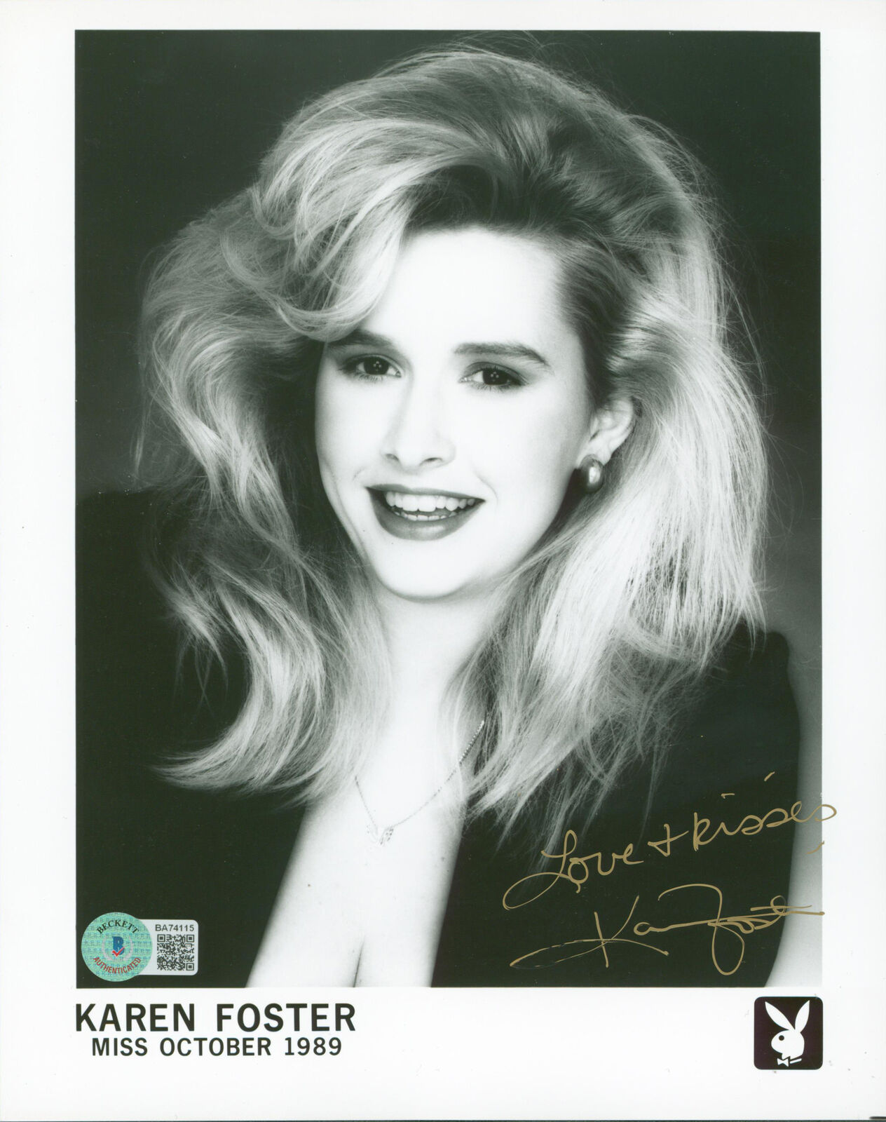 Karen Foster Playboy "Love & Kisses" Signed 8x10 Sexy Photo BAS #