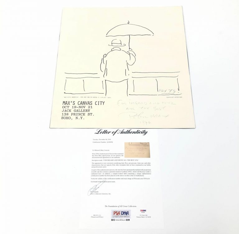 PETER MAX SIGNED 17×18 POSTER PSA/DNA LOA AUTOGRAPHED COLLECTIBLE MEMORABILIA