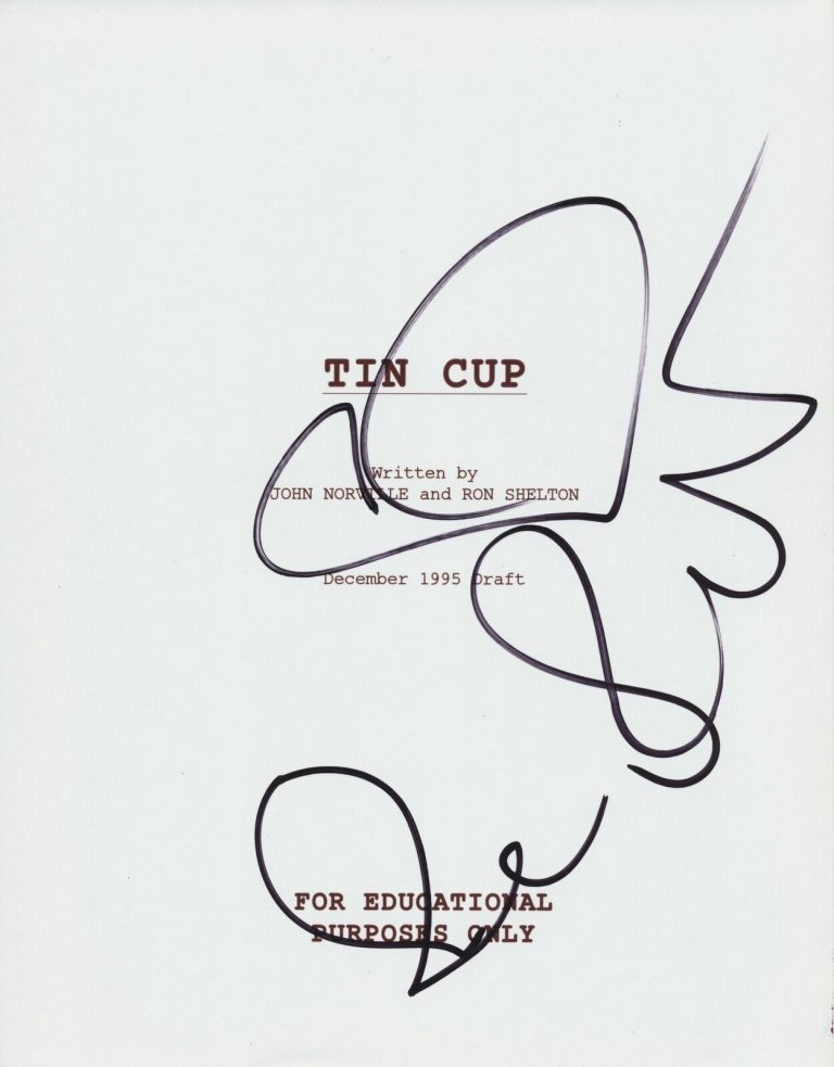RENE RUSSO SIGNED TIN CUP 135 PAGE FULL SCRIPT COLLECTIBLE MEMORABILIA