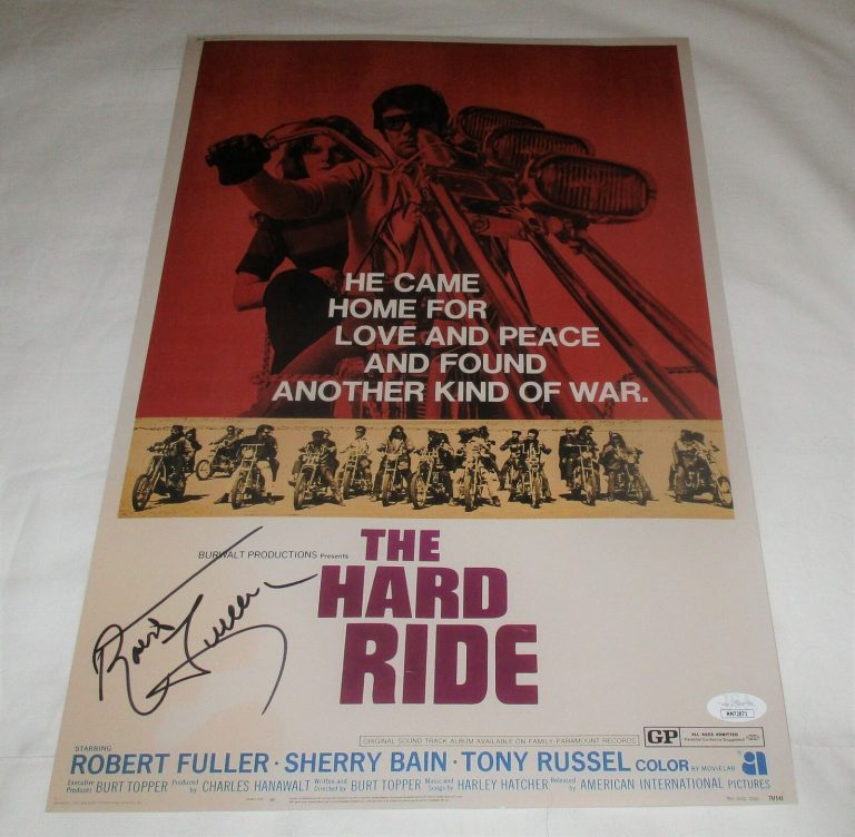 ROBERT FULLER SIGNED THE HARD RIDE 12X18 MOVIE POSTER JSA COLLECTIBLE MEMORABILIA