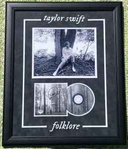 Taylor Swift Signed CD Cover PSA/DNA Auto Grade 10 18×22 Framed Folklore