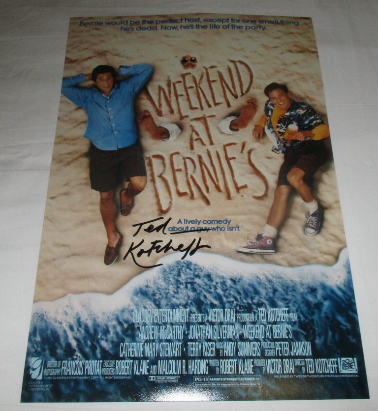 TED KOTCHEFF SIGNED WEEKEND AT BERNIES 12X18 MOVIE POSTER COLLECTIBLE MEMORABILIA