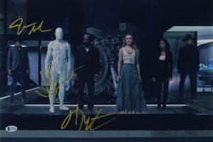WESTWORLD (3) ABRAMS, WRIGHT & MARSDEN AUTHENTIC SIGNED 12×18 PHOTO BAS #AA03497 COLLECTIBLE MEMORABILIA