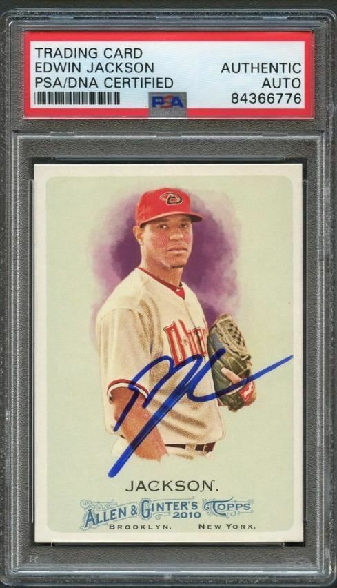 NEW LISTING2010 Allen and Ginter #5 Edwin Jackson Signed Card PSA Slabbed Auto Dbacks