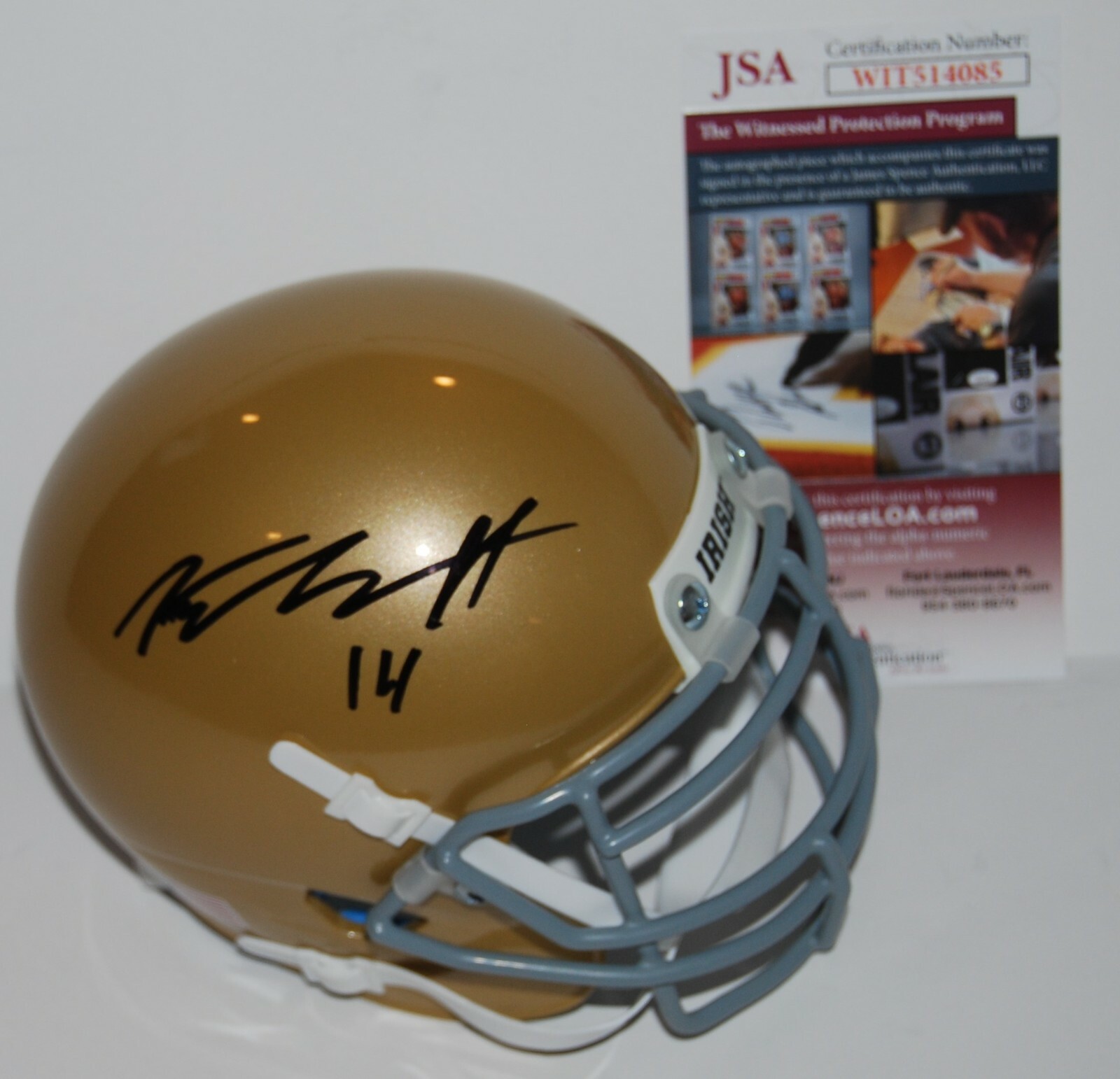 KYLE HAMILTON signed (NOTRE DAME FIGHTING IRISH) Schutt mini football helmet JSA
