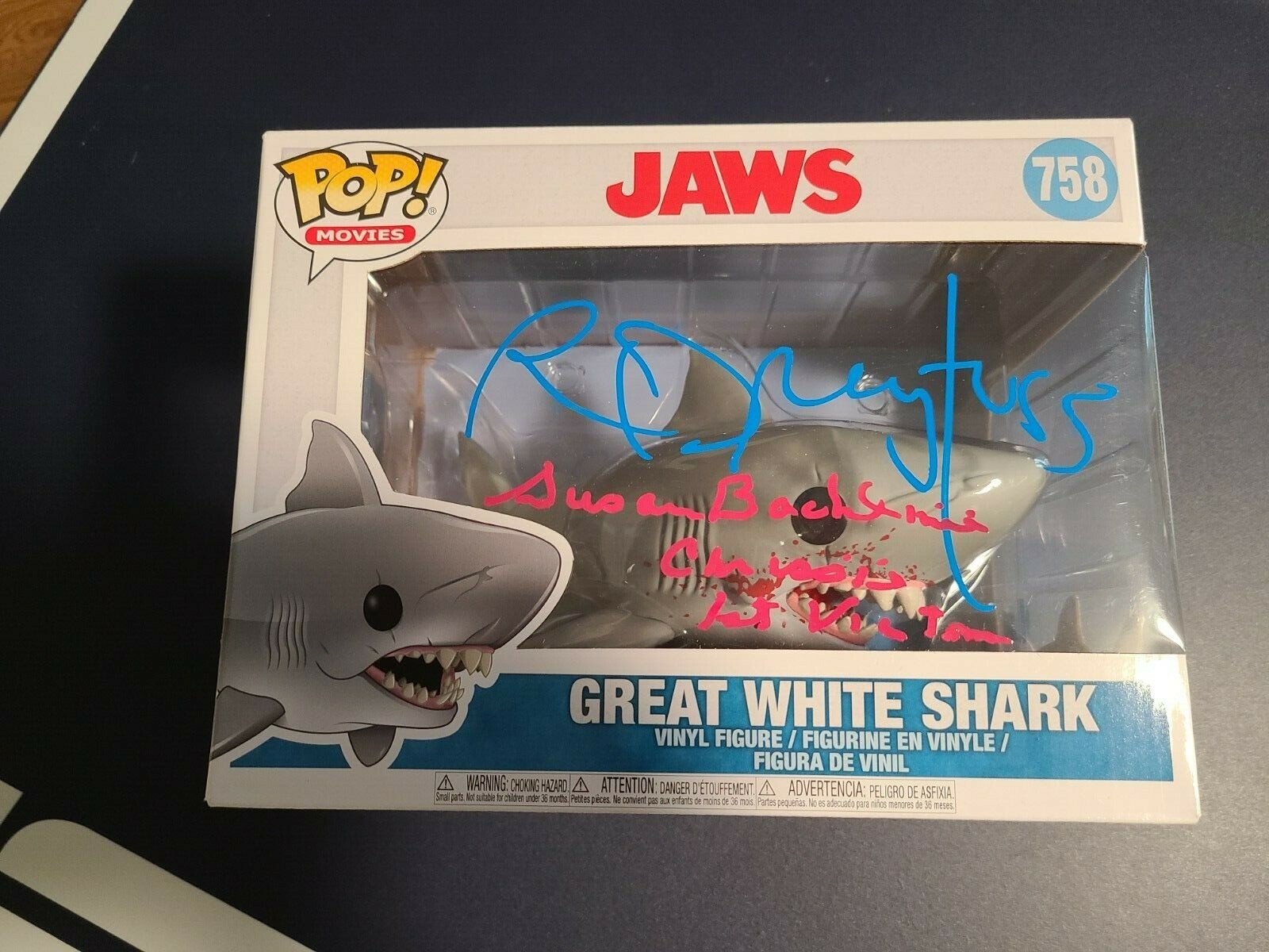 RICHARD DREYFUSS & SUSAN BACKLINIE signed #758 Funko Pop JAWS Figure Beckett BAS