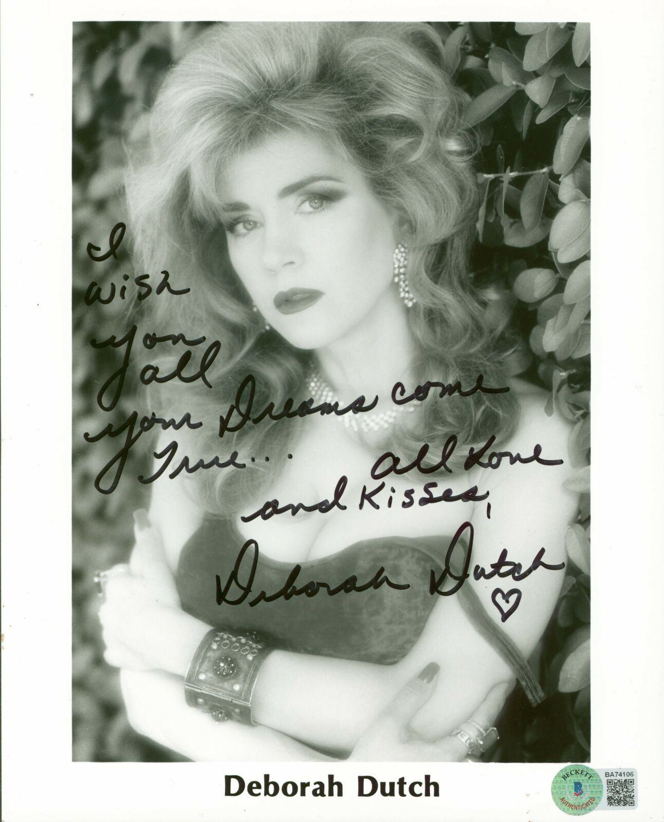 Deborah Dutch Playboy "Love and Kisses" Authentic Signed 8x10 Photo BAS