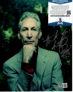 CHARLIE WATTS SIGNED 8×10 PHOTO BECKETT BAS THE ROLLING STONES COLLECTIBLE MEMORABILIA