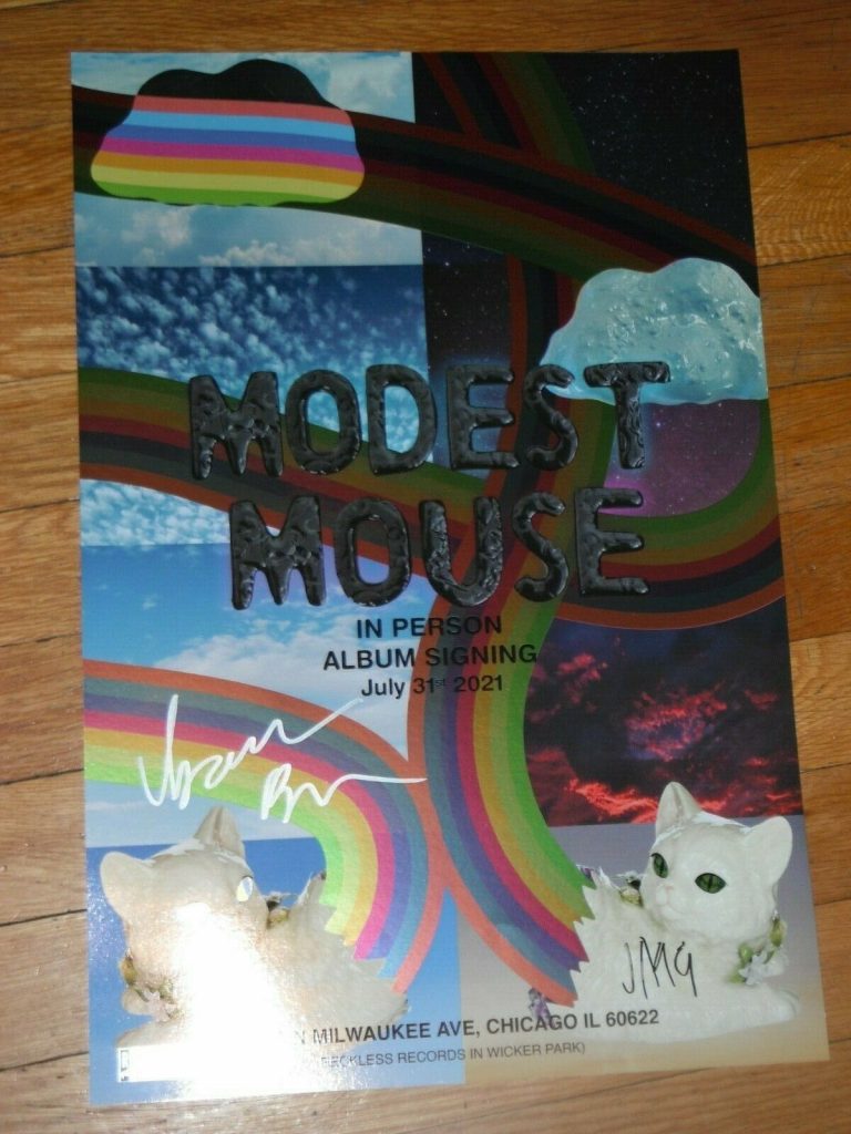 MODEST MOUSE SIGNED RAINBOW POSTER ISAAC BROCK COLLECTIBLE MEMORABILIA