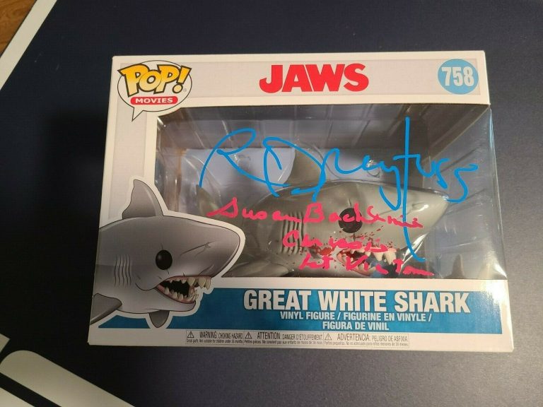 RICHARD DREYFUSS & SUSAN BACKLINIE SIGNED #758 FUNKO POP JAWS FIGURE BECKETT BAS COLLECTIBLE MEMORABILIA