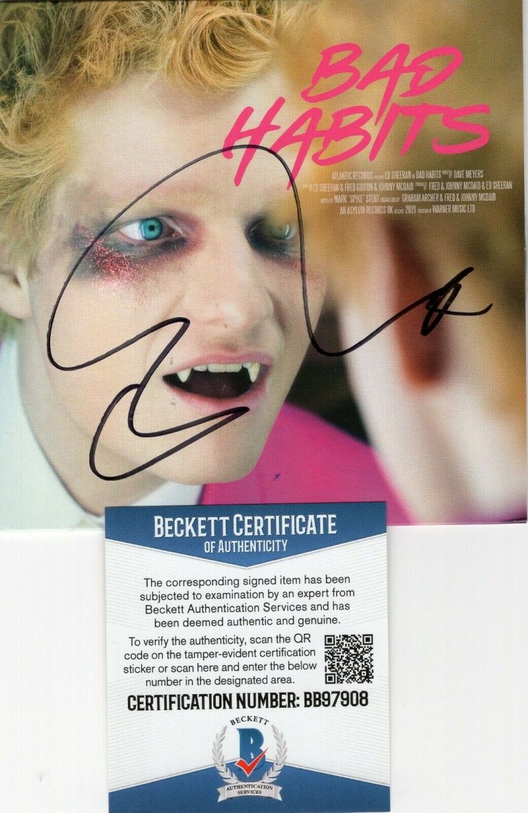 ED SHEERAN SIGNED BAD HABITS CD COVER W/BECKETT COA BB97908 AUTHENTIC BRAND NEW COLLECTIBLE MEMORABILIA