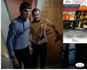 WILLIAM SHATNER AND LEONARD NIMOY SIGNED 8×10 STAR TREK PHOTO JSA COLLECTIBLE MEMORABILIA