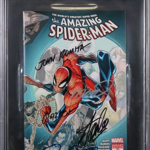 (5) Stan Lee +4 Signed The Amazing Spider-Man #700 Variant Ed Comic BAS Slabbed
