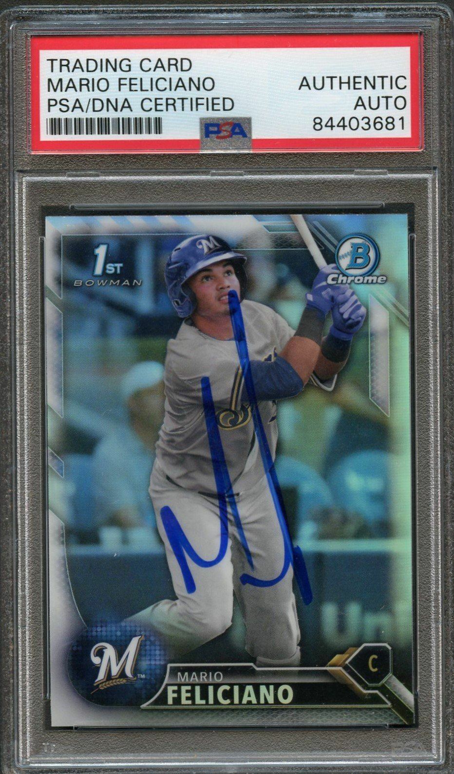 NEW LISTING2016 Bowman Draft Chrome #BDC-48 Mario Feliciano Signed Card PSA Slabbed Auto Br