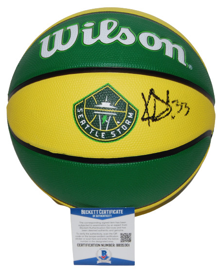 KATIE LOU SAMUELSON signed (SEATTLE STORM) Logo basketball ball BECKETT BB35301