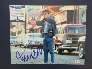 MICHAEL J. FOX SIGNED 11×14 BACK TO THE FUTURE MARTY MCFLY PHOTO BECKETT BAS COLLECTIBLE MEMORABILIA