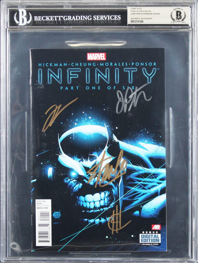STAN LEE, STARLIN, HICKMAN & CHEUNG SIGNED INFINITY PART 1 OF 6 COMIC BAS SLAB COLLECTIBLE MEMORABILIA