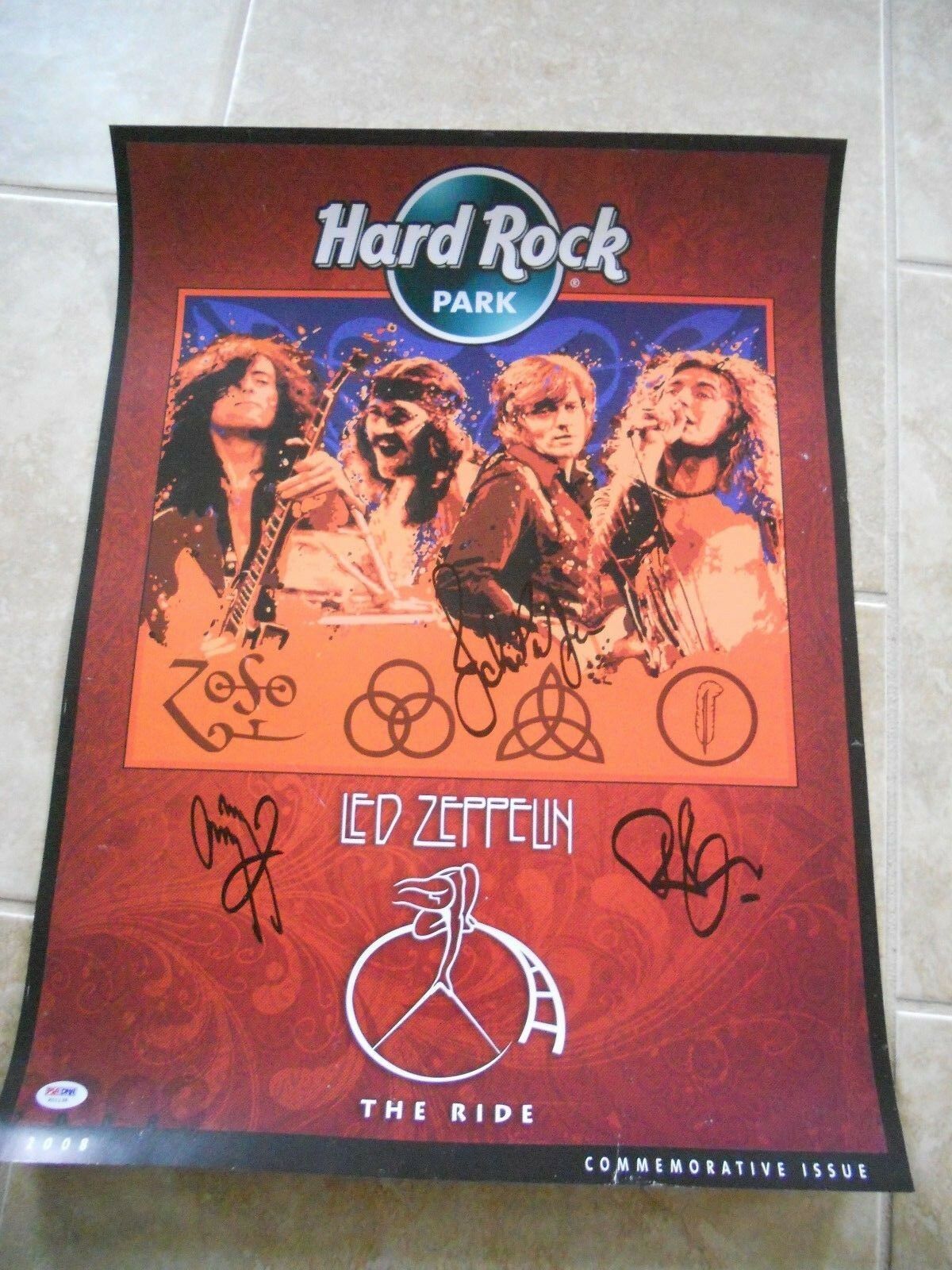 Led Zeppelin Plant Page & Jones Signed Autographed 18x24 Poster PSA Certified Autographia