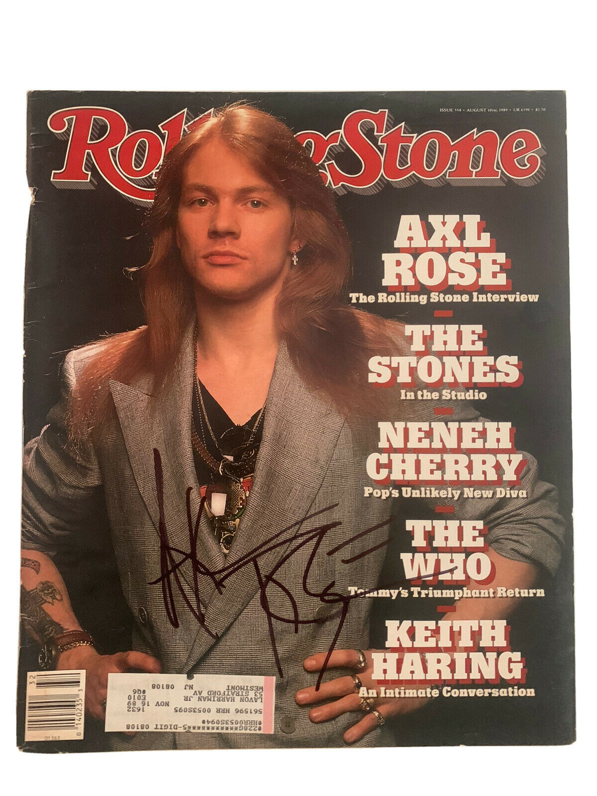 W Axl Roses Guns Roses Signed Autographed Rolling Stone Magazine Jsa Certified Autographia
