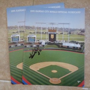 (2) 1995 Kansas City Royals Official Scorecards Signed #15 Henry Mercedes