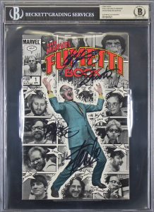 (4) STAN LEE, CLAREMONT, BYRNE, SHOOTER SIGNED THE MARVEL FUMETTI COMIC BAS SLAB COLLECTIBLE MEMORABILIA