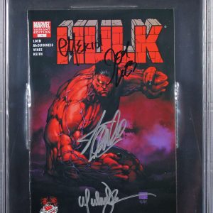 (4) Stan Lee, Turner, Loeb & McGuinness Signed Hulk Variant Ed #1 Comic BAS Slab