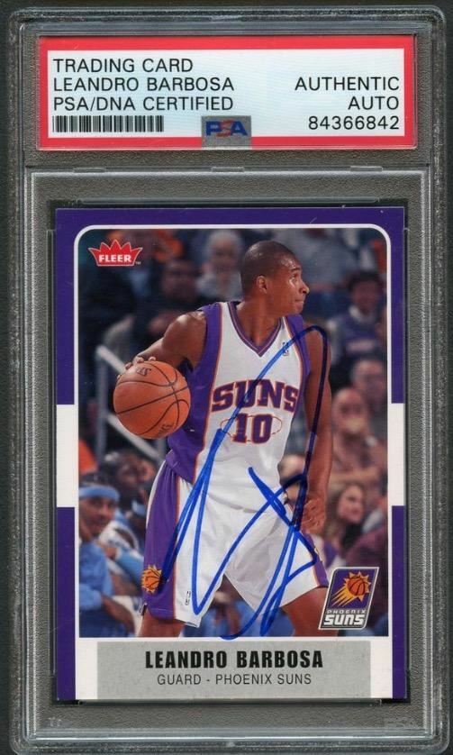 07-08 FLEER #187 LEANDRO BARBOSA SIGNED CARD AUTO GRADE 10 PSA SLABBED SUNS COLLECTIBLE MEMORABILIA