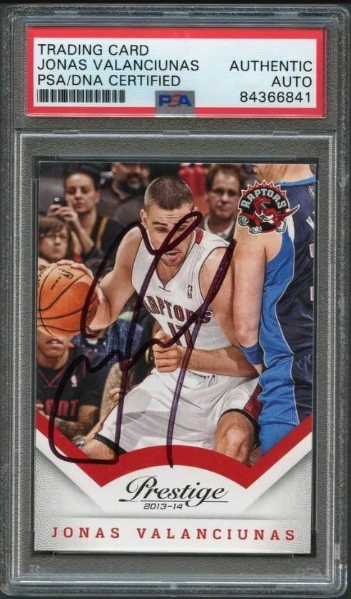 2013-14 Panini Prestige #50 Jonas Valanciunas Signed Card AUTO PSA Slabbed
