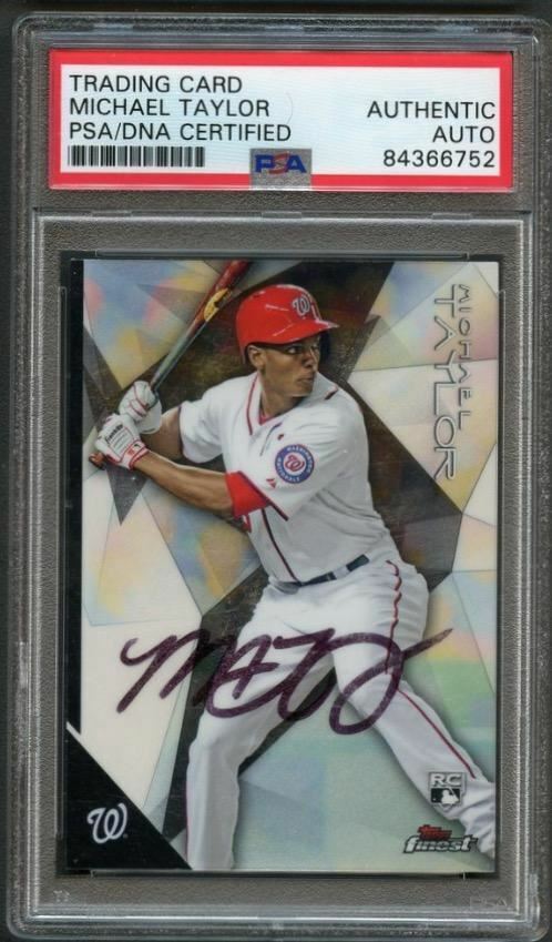 2015 Topps Finest #12 Michael Taylor Signed Rookie Card PSA Slabbed Auto RC Nati