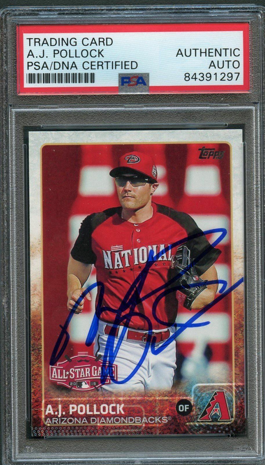 2015 Topps Update #US186A AJ Pollock Signed Card PSA/DNA Slabbed AUTO Diamondbac