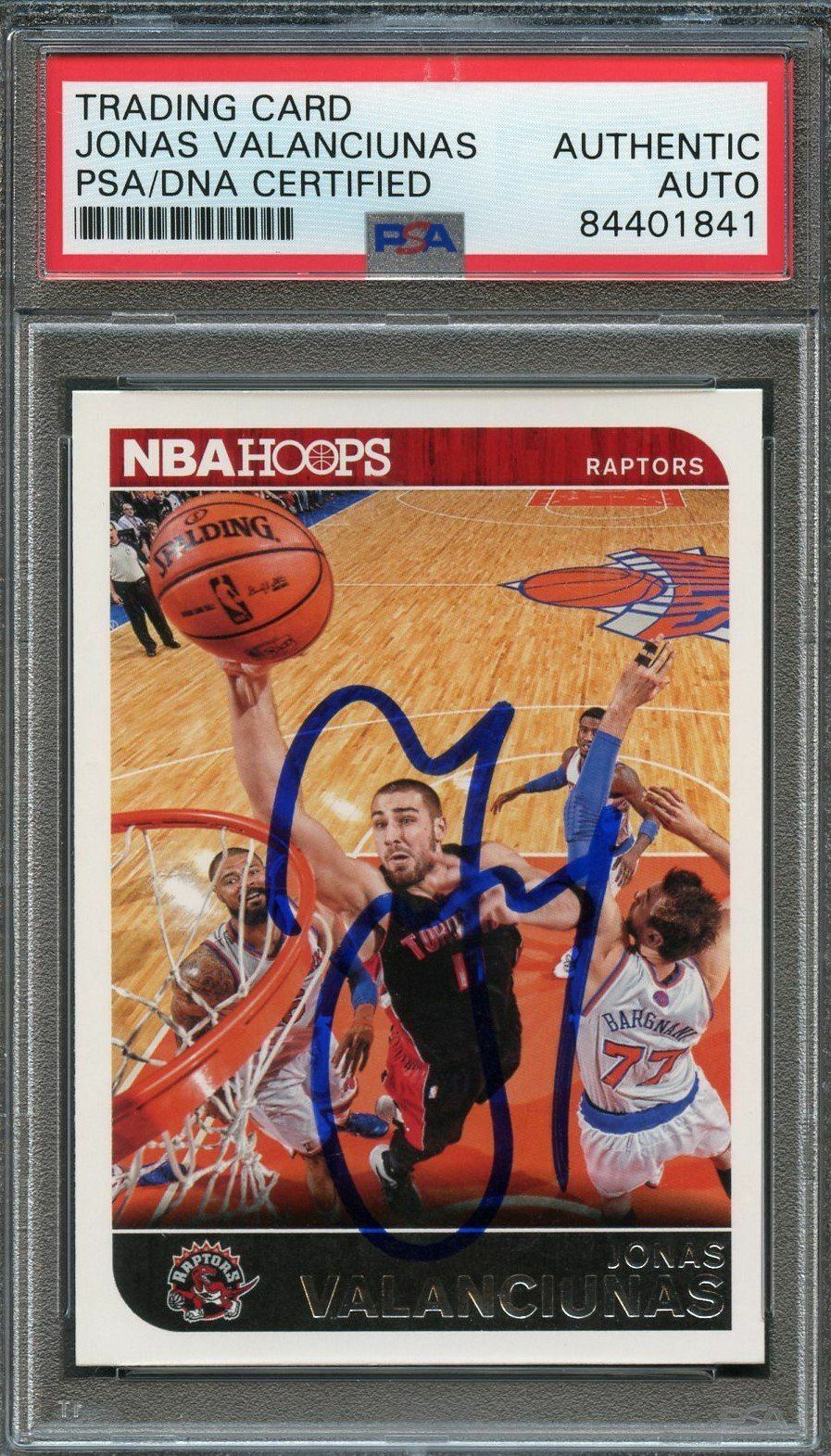 2014-15 NBA Hoops #10 Jonas Valanciunas Signed Card AUTO PSA Slabbed Toronto Rap