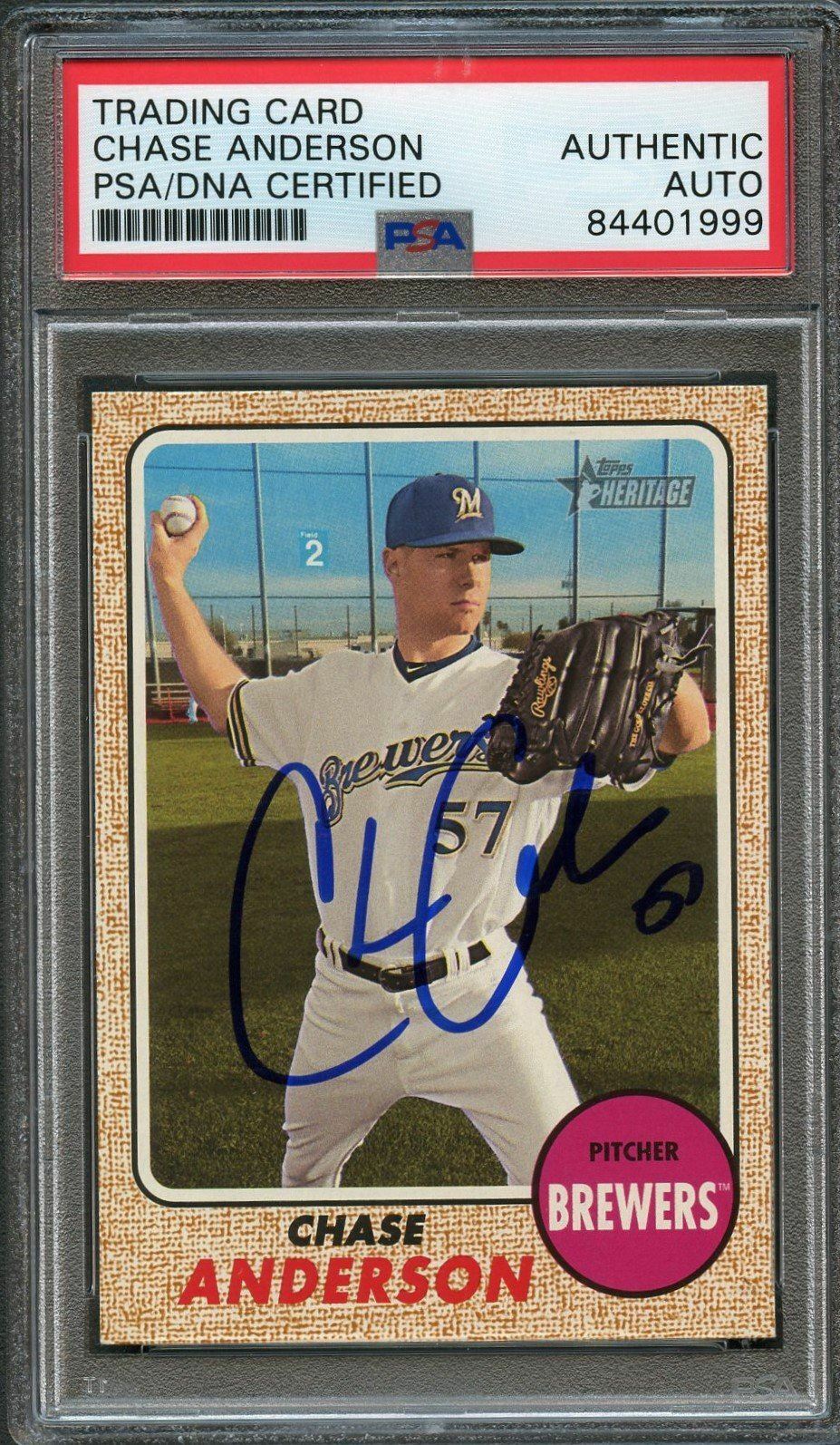 2017 Topps Heritage High Numbers #644 Chase Anderson Signed Card PSA Slabbed Aut