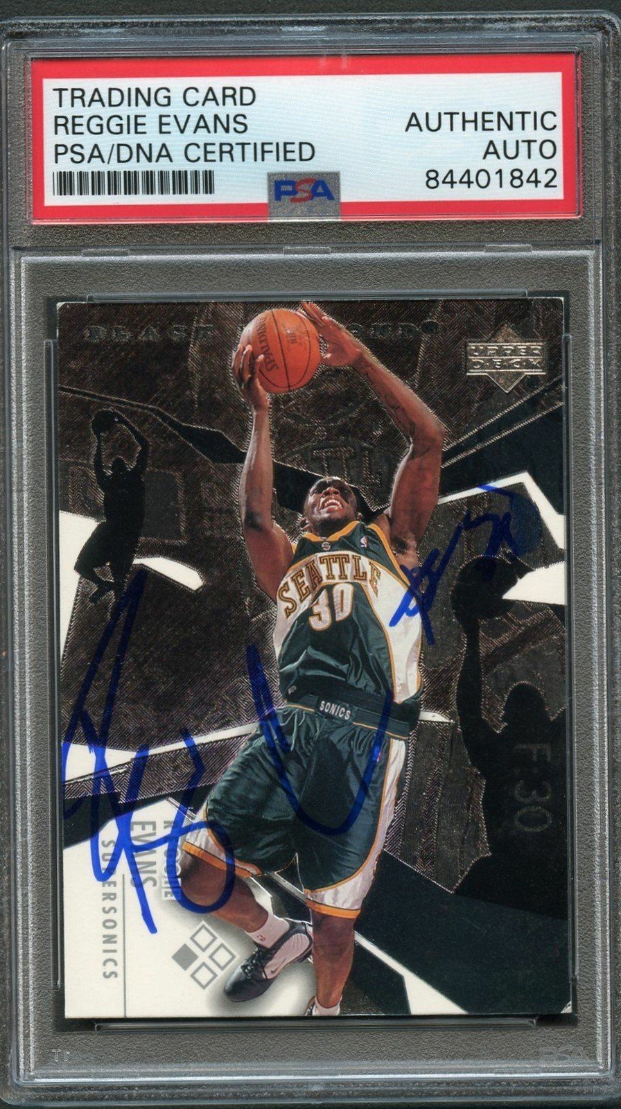 2003-04 Upper Deck Black Diamond #26 Reggie Evans Signed Card AUTO PSA Slabbed S