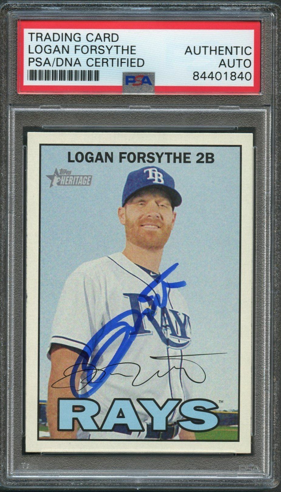 2016 Topps Heritage #2 Logan Forsythe Signed Card PSA Slabbed Auto Rays