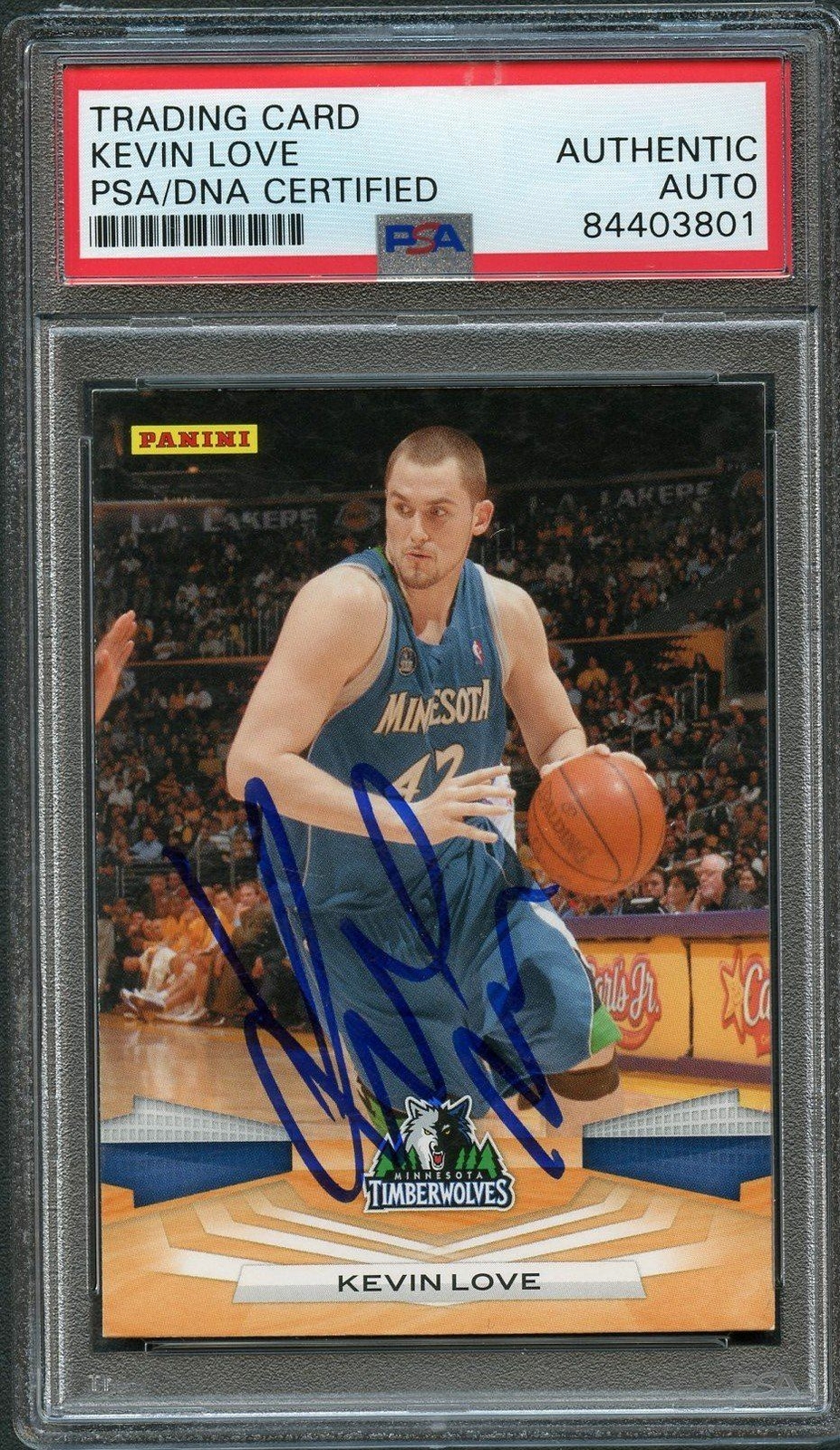 2009-10 Panini Basketball #214 Kevin Love Signed Card AUTO PSA Slabbed Timberwol