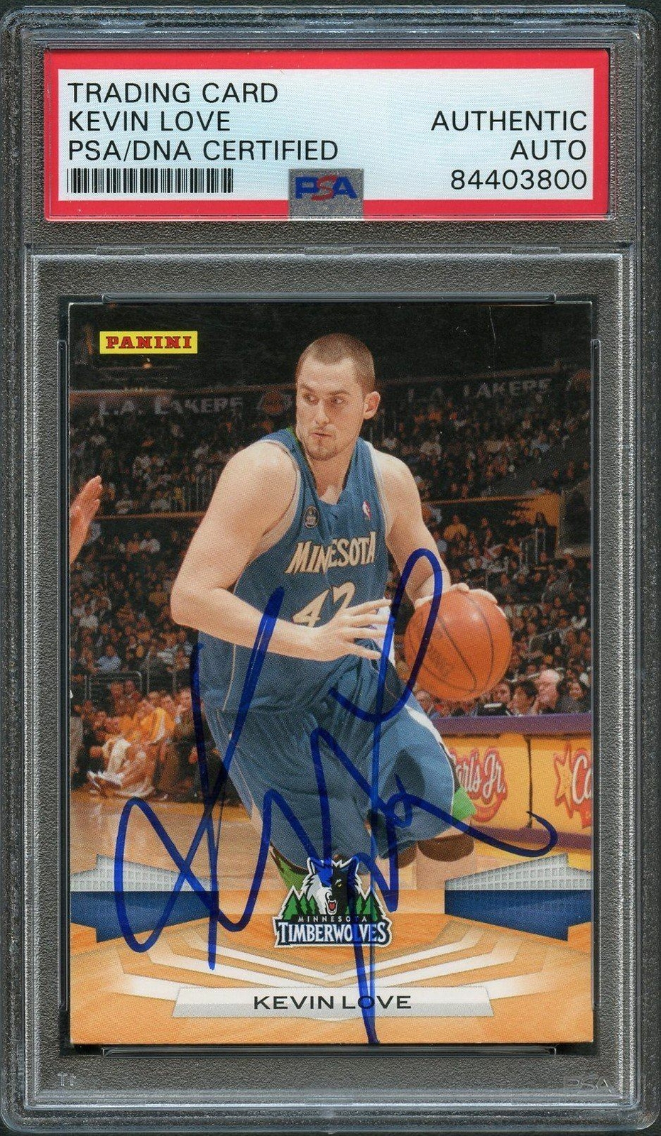 2009-10 Panini Basketball #214 Kevin Love Signed Card AUTO PSA Slabbed Timberwol