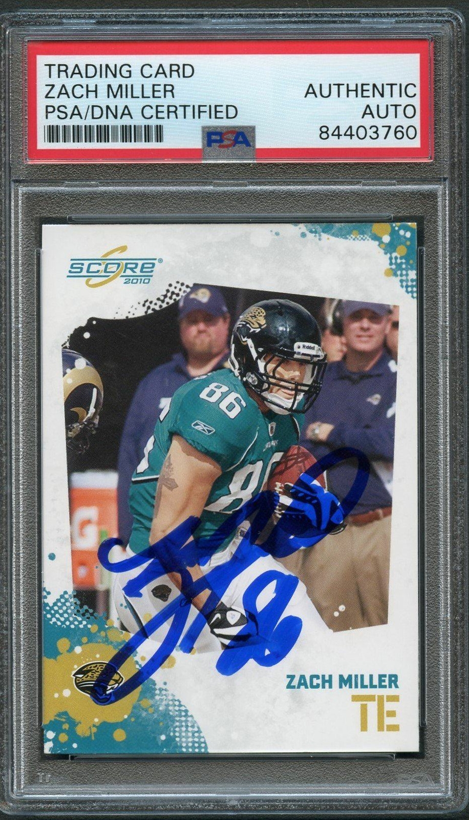 2010 Score Football #139 Zach Miller Signed Card AUTO PSA Slabbed