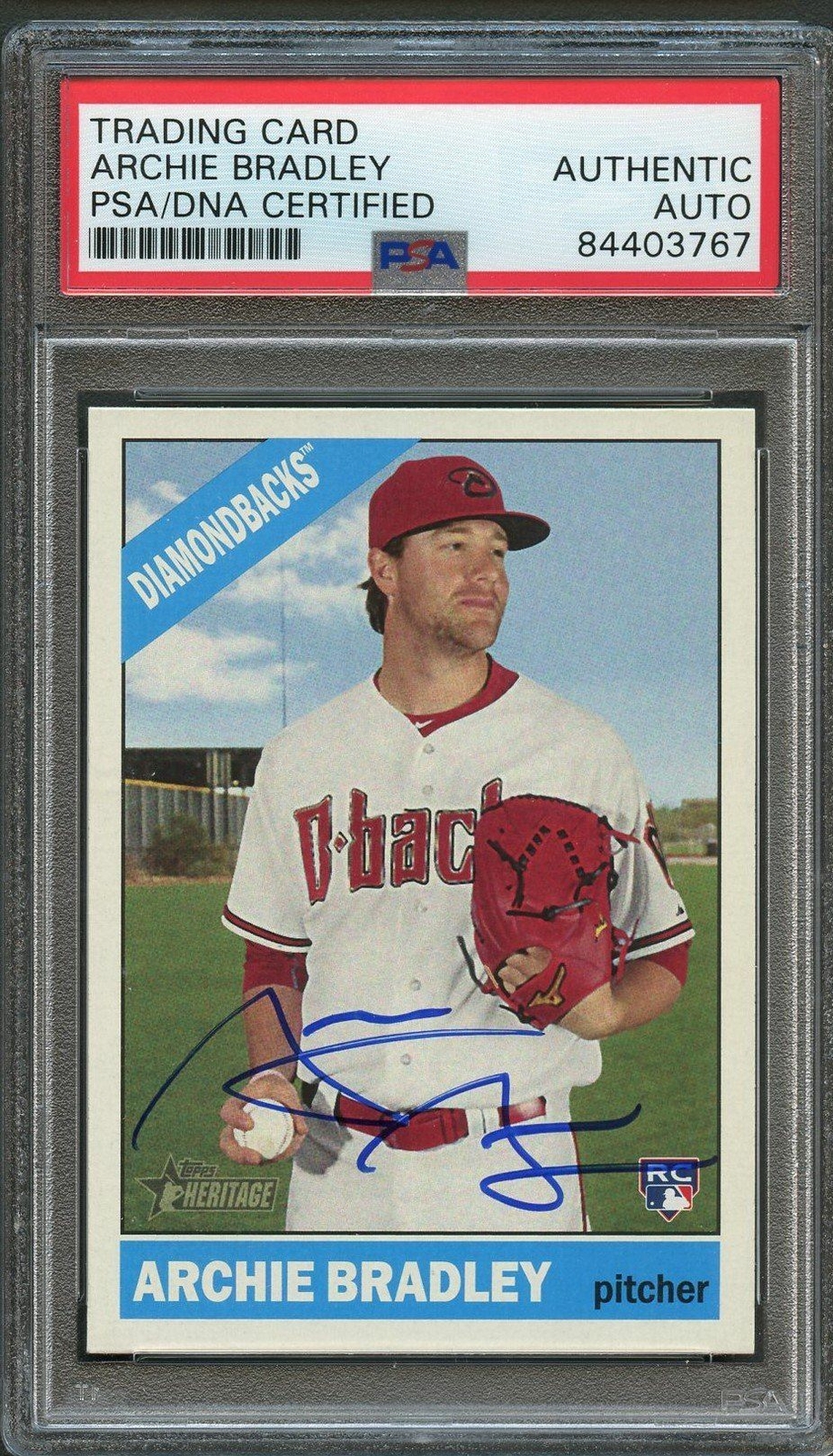 2015 Topps Heritage #599 Archie Bradley Signed Card PSA Slabbed Auto Rookie RC D